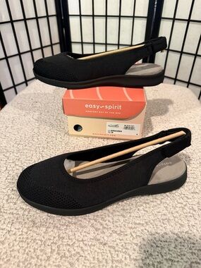 Easy Spirit Black Slingback Knit Comfort Clogs
